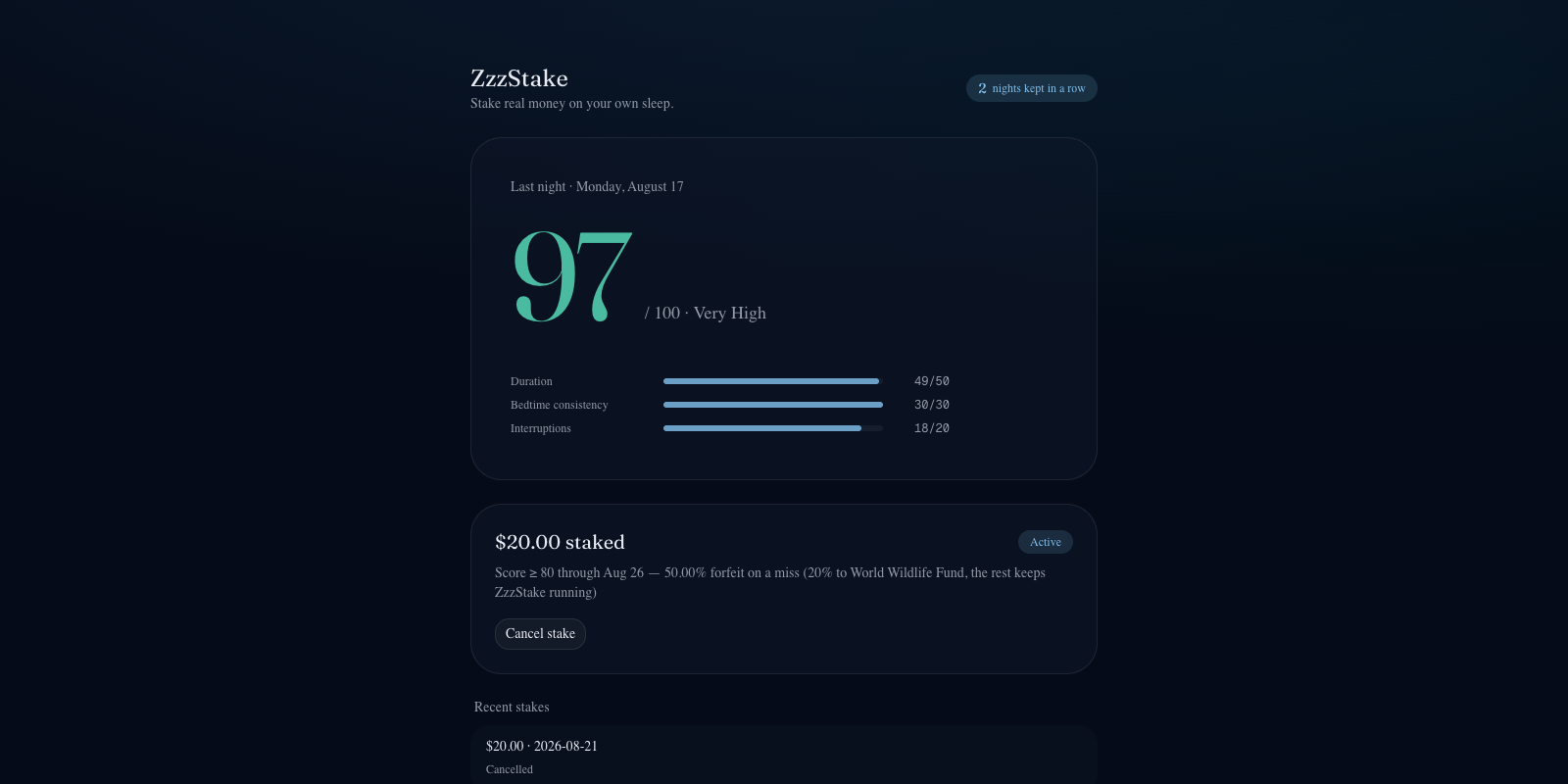 ZzzStake screenshot